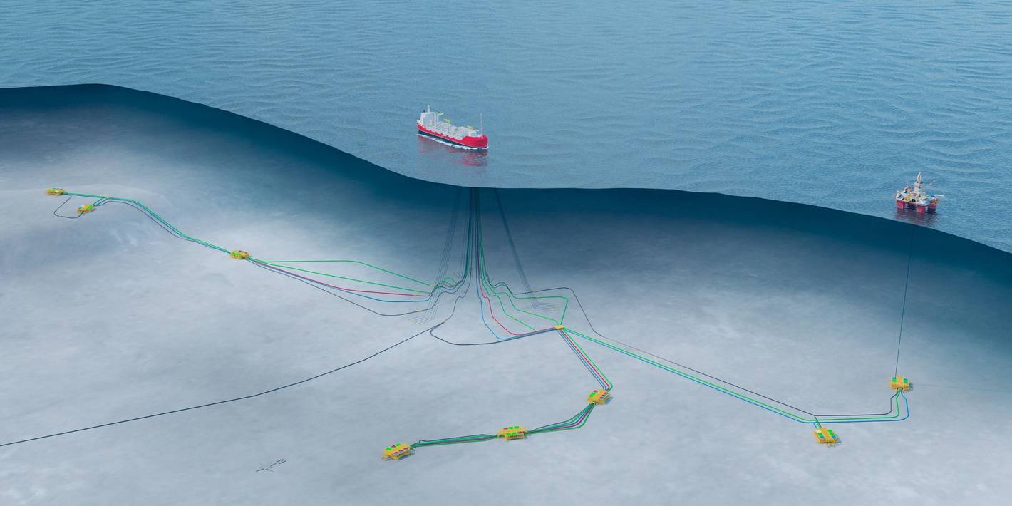 Illustration of floating production storage and offloading (FPSO) vessel
