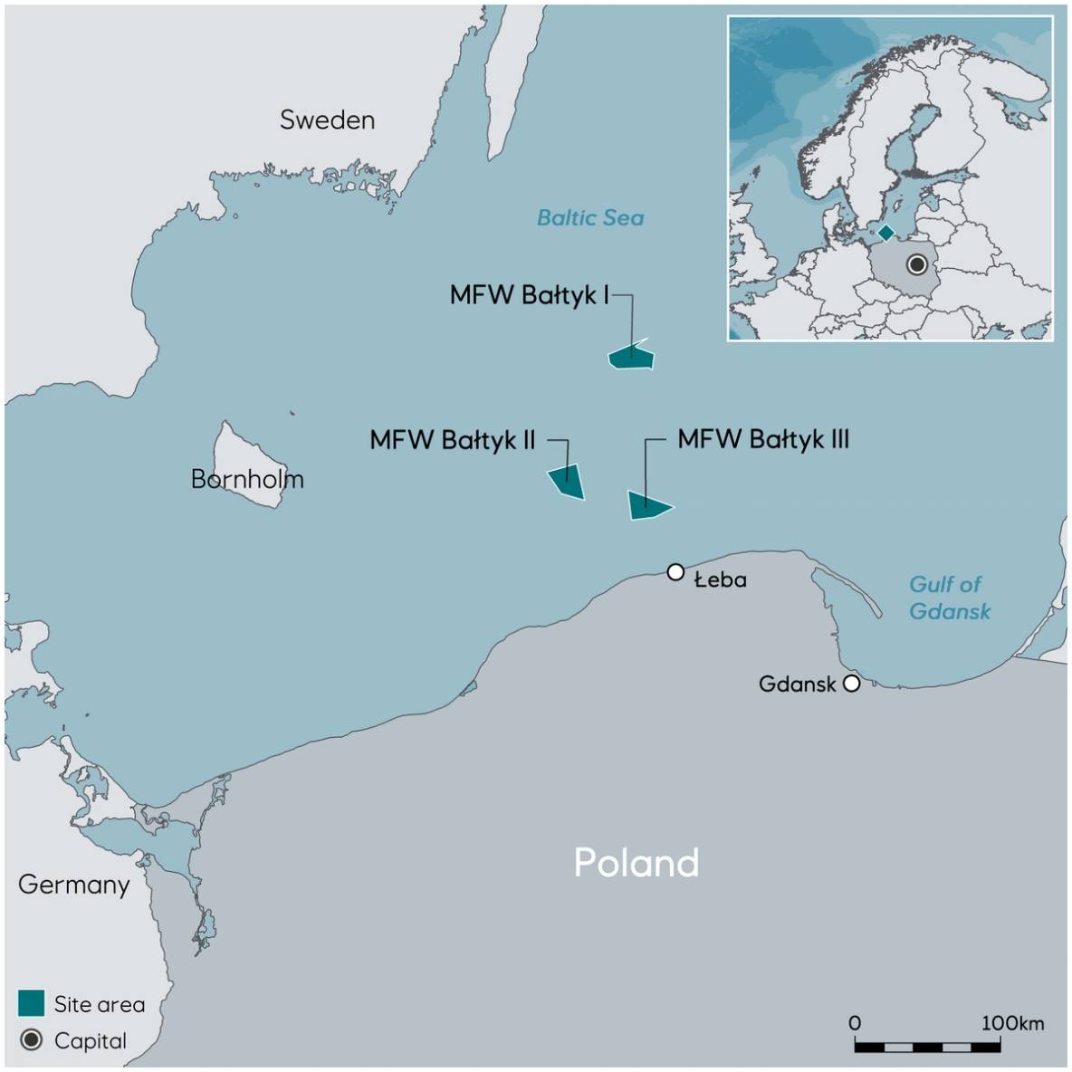 Map of the areas in the Baltic Sea