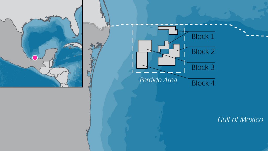 Map of blocks on offer in deepwater tender of Mexican Round 1