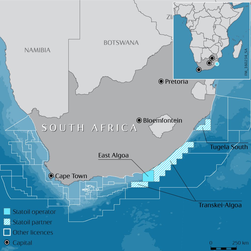 Kart over Sør-Afrika
