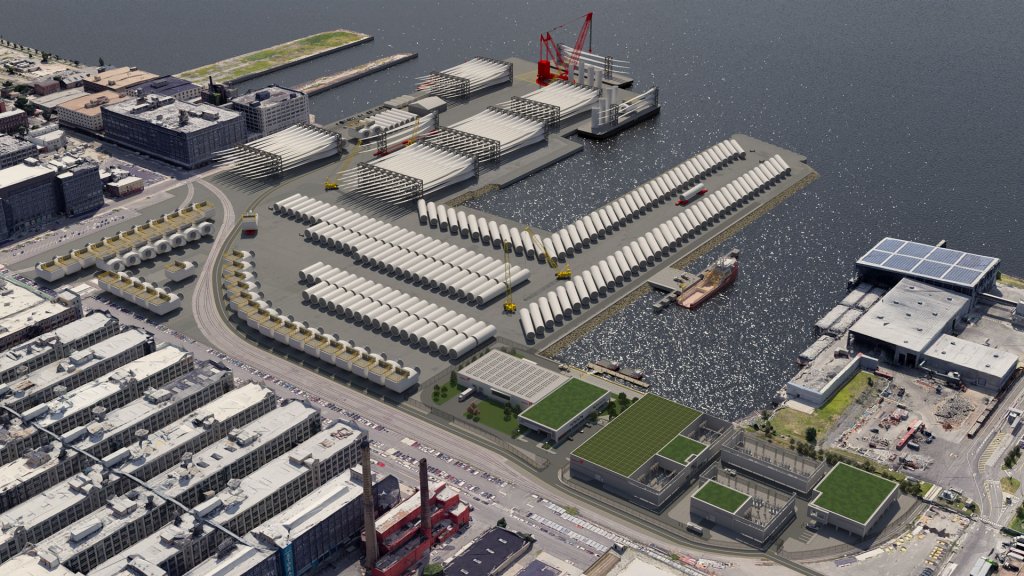Artistic rendering of concept for site development of the South Brooklyn Marine Terminal (not final)